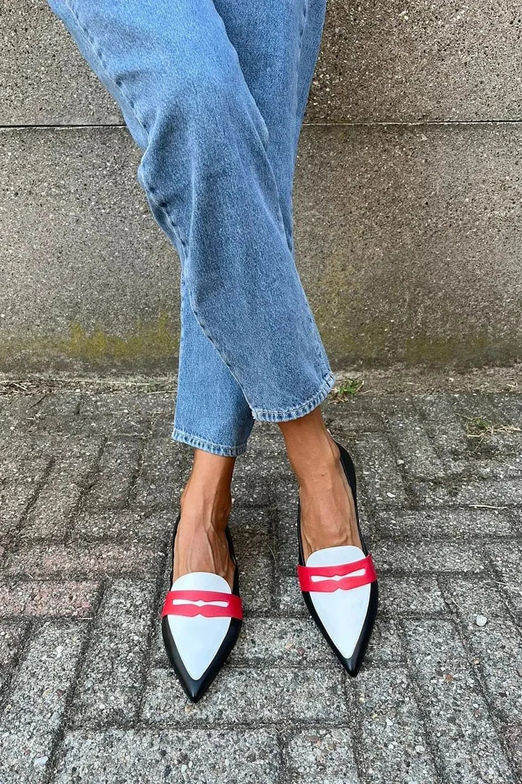 Ilse | Mocassins patchwork colorblock avec boucle et bout pointu