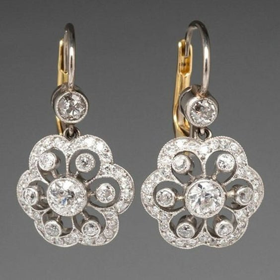 Élégantes Boucles d’Oreilles Vintage Mandala Ornées de Cristaux