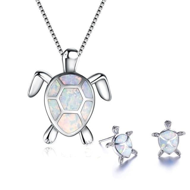 Parure Tortue de Mer Opale et Argent