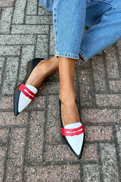 Ilse | Mocassins patchwork colorblock avec boucle et bout pointu