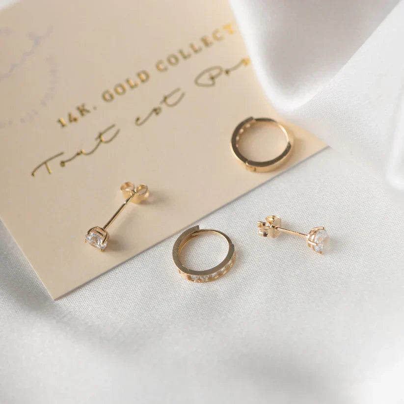Set de Boucles d'oreilles avec Pierre Dara Brillane | Or