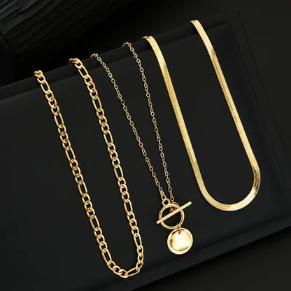 Collier Multi-couches Pièce de Monnaie Texturé Savira | Or