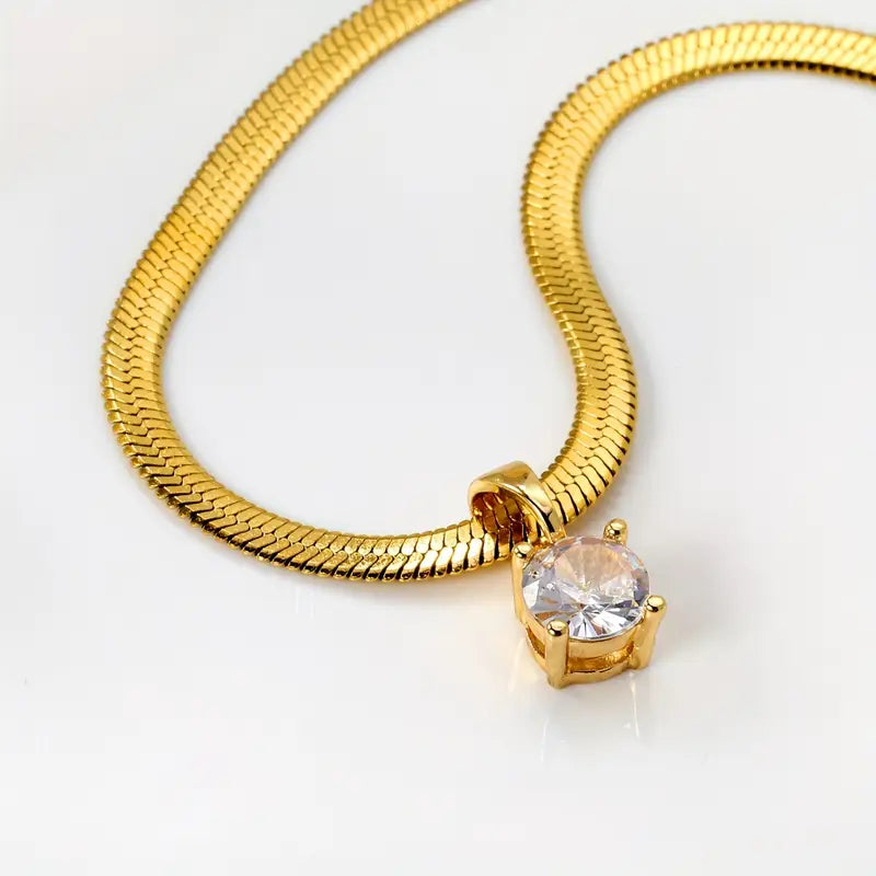 Collier Pendentif avec Strass Élégant | Or