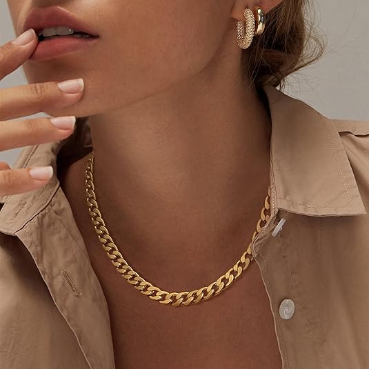 Collier Épais avec Maillons Cubains | Or