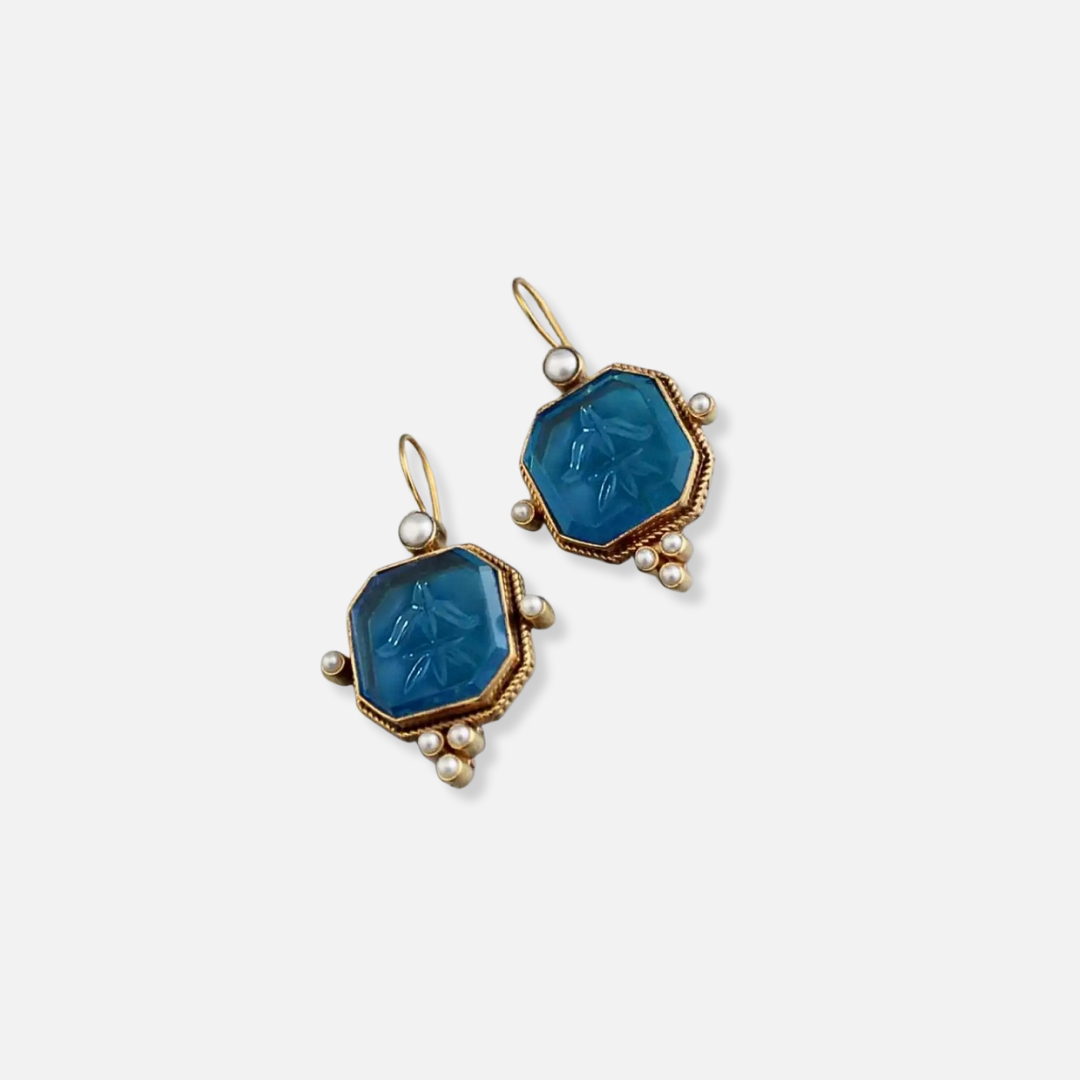Maeble™ | Boucles d’oreilles vintage avec pierre verte et perle