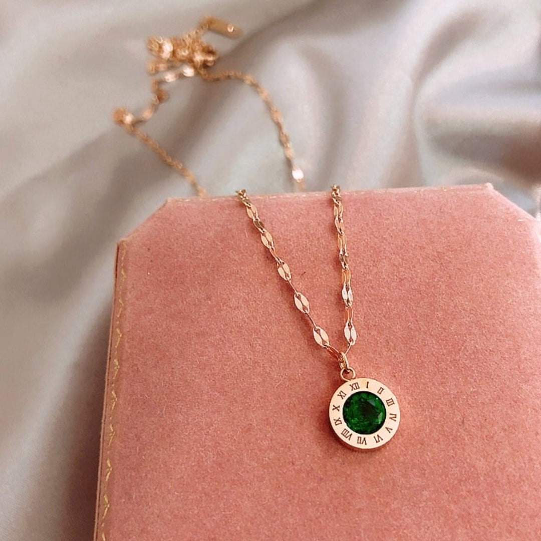 Collier Temps avec Emeraude en Or