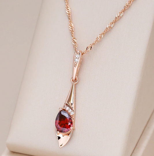 Collier Elegant Rubis Dore