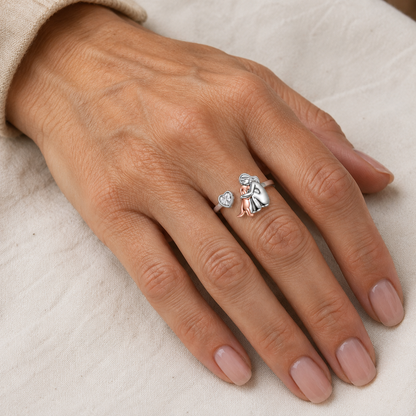 L'Étreinte Éternelle – Bague Ajustable Gravée