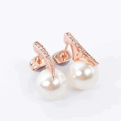 Parure Collier et Boucles d'oreilles avec Perles en Or Rose