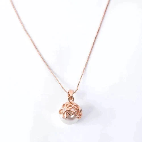 Parure Collier et Boucles d'oreilles avec Perles en Or Rose