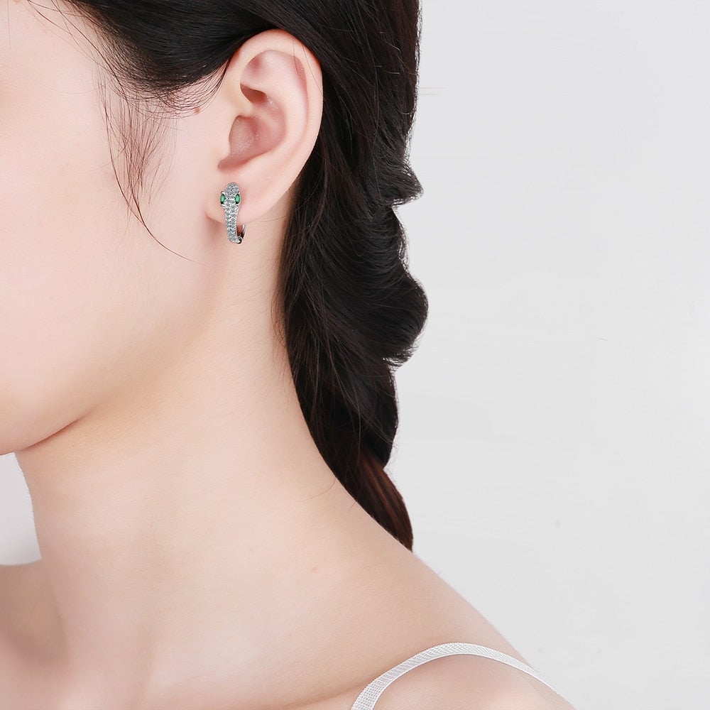 Boucles d'Oreilles Motif Serpent en Argent Sterling 925