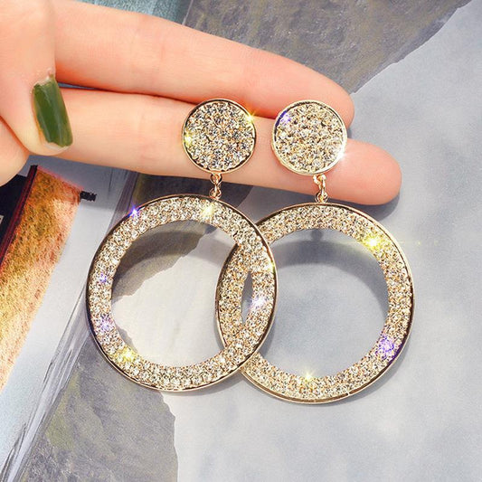 Boucles d’Oreilles Bicolores Or et Argent Serties de Zirconia
