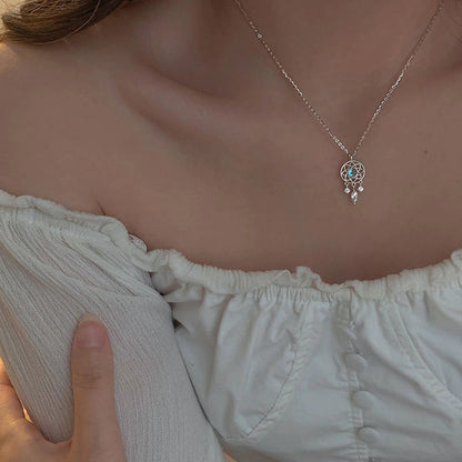 Collier Attrape-Reves Cristal Lune en Argent