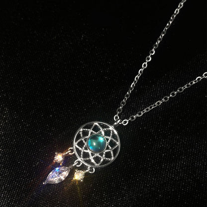Collier Attrape-Reves Cristal Lune en Argent