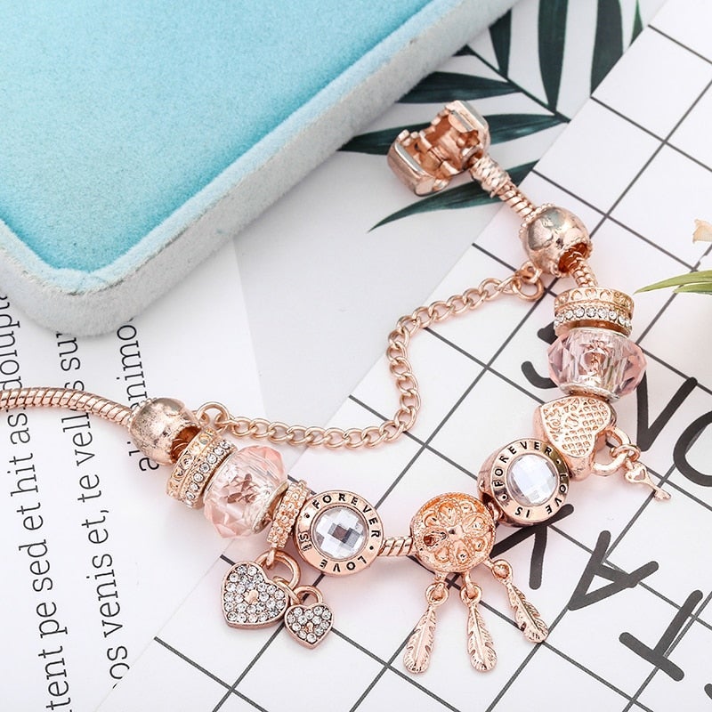 Bracelet en Argent avec Breloques et Pendentif Attrape-Rêves