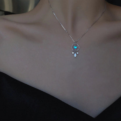 Collier Attrape-Reves Cristal Lune en Argent