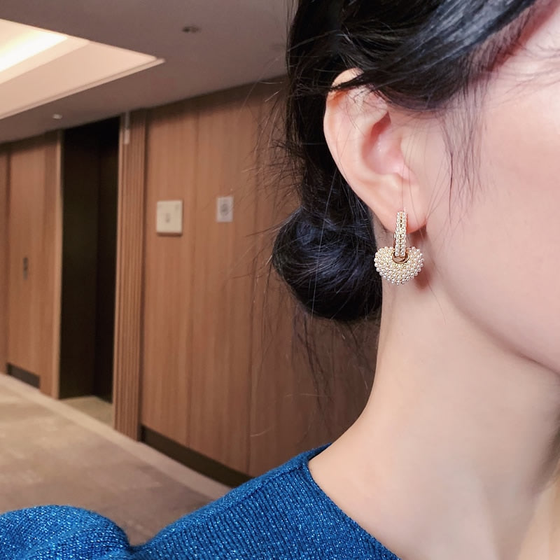 Boucles d’Oreilles Raffinées Or et Perles d’Amour