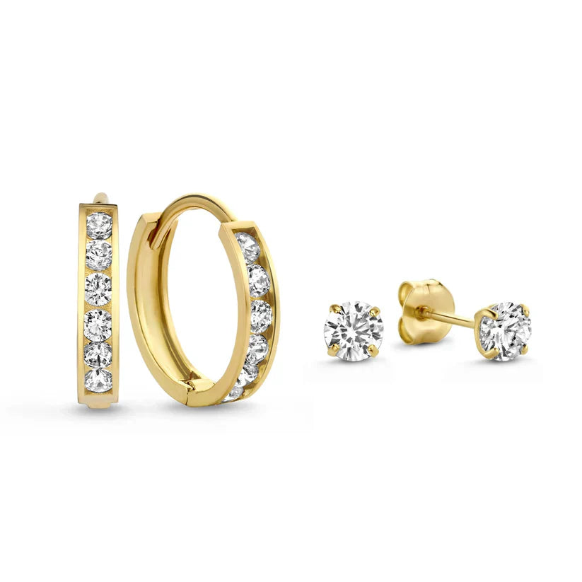 Set de Boucles d'oreilles avec Pierre Dara Brillane | Or