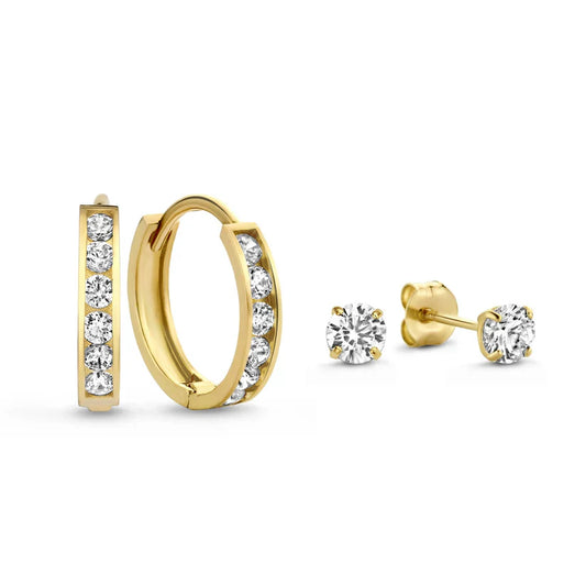 Set de Boucles d'oreilles avec Pierre Dara Brillane | Or