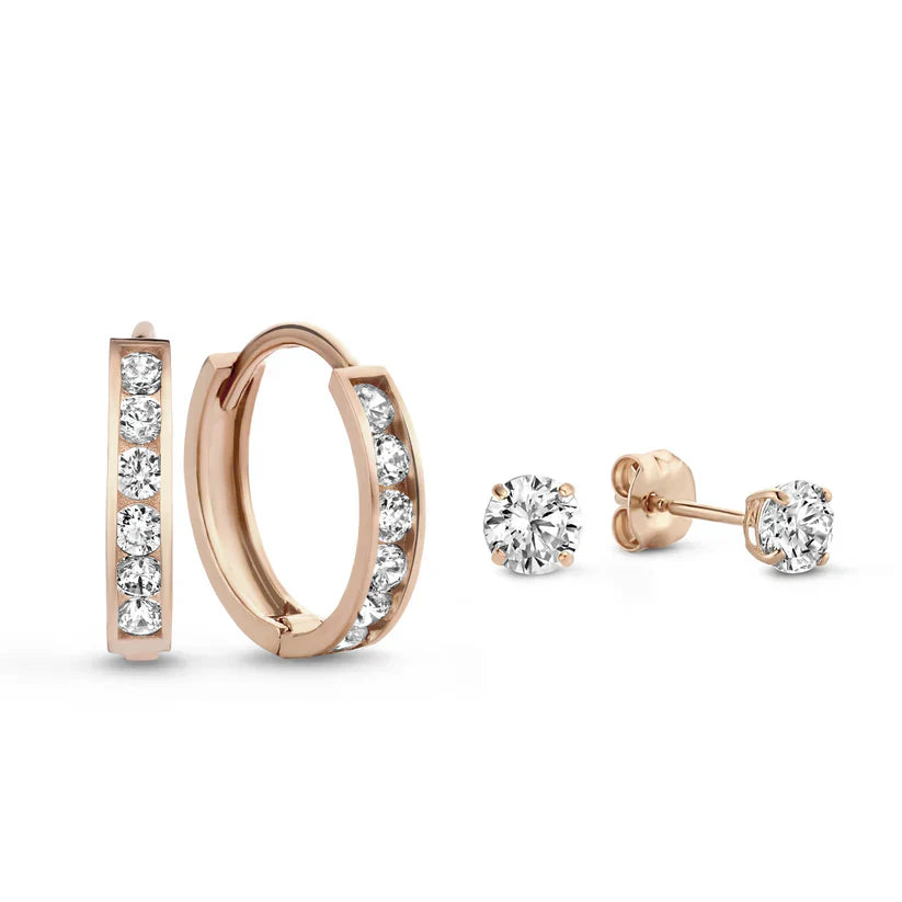 Set de Boucles d'oreilles avec Pierre Dara Brillane | Or