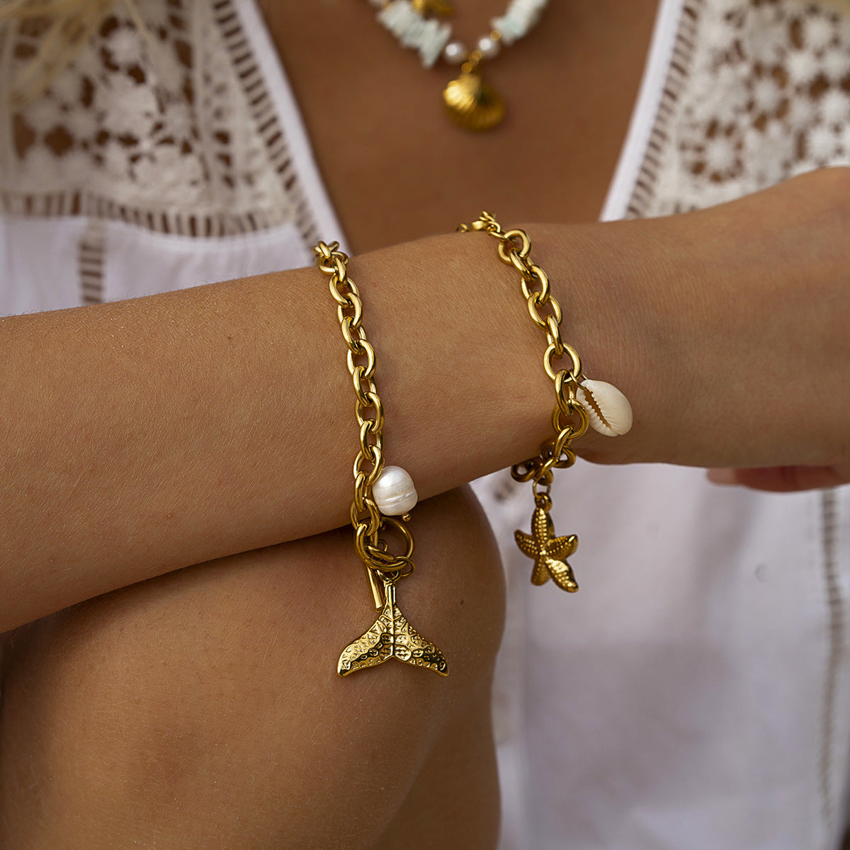 Merel™ | Bracelet à breloques dorées