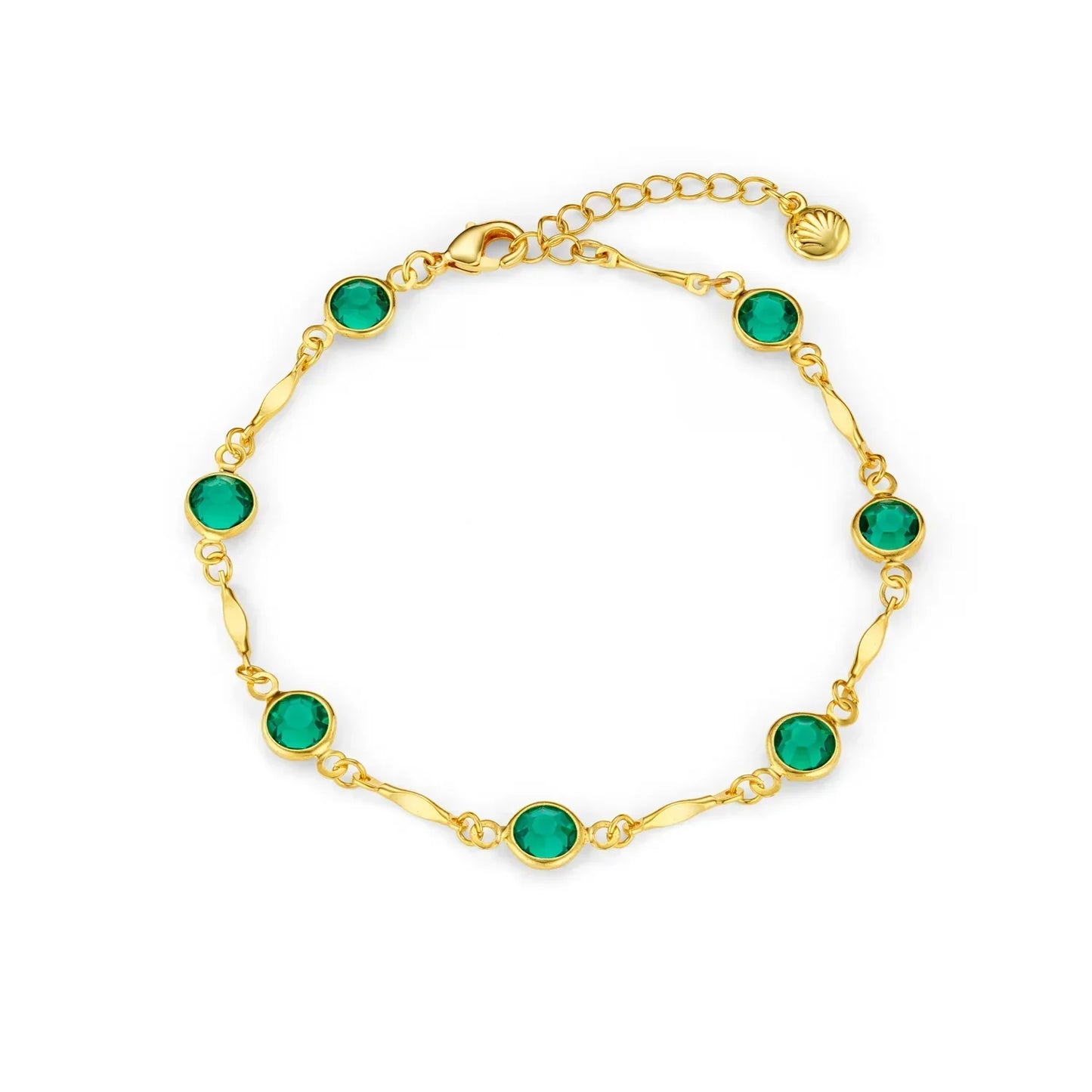 Bracelet Chaîne avec Maillons Émeraude | Or