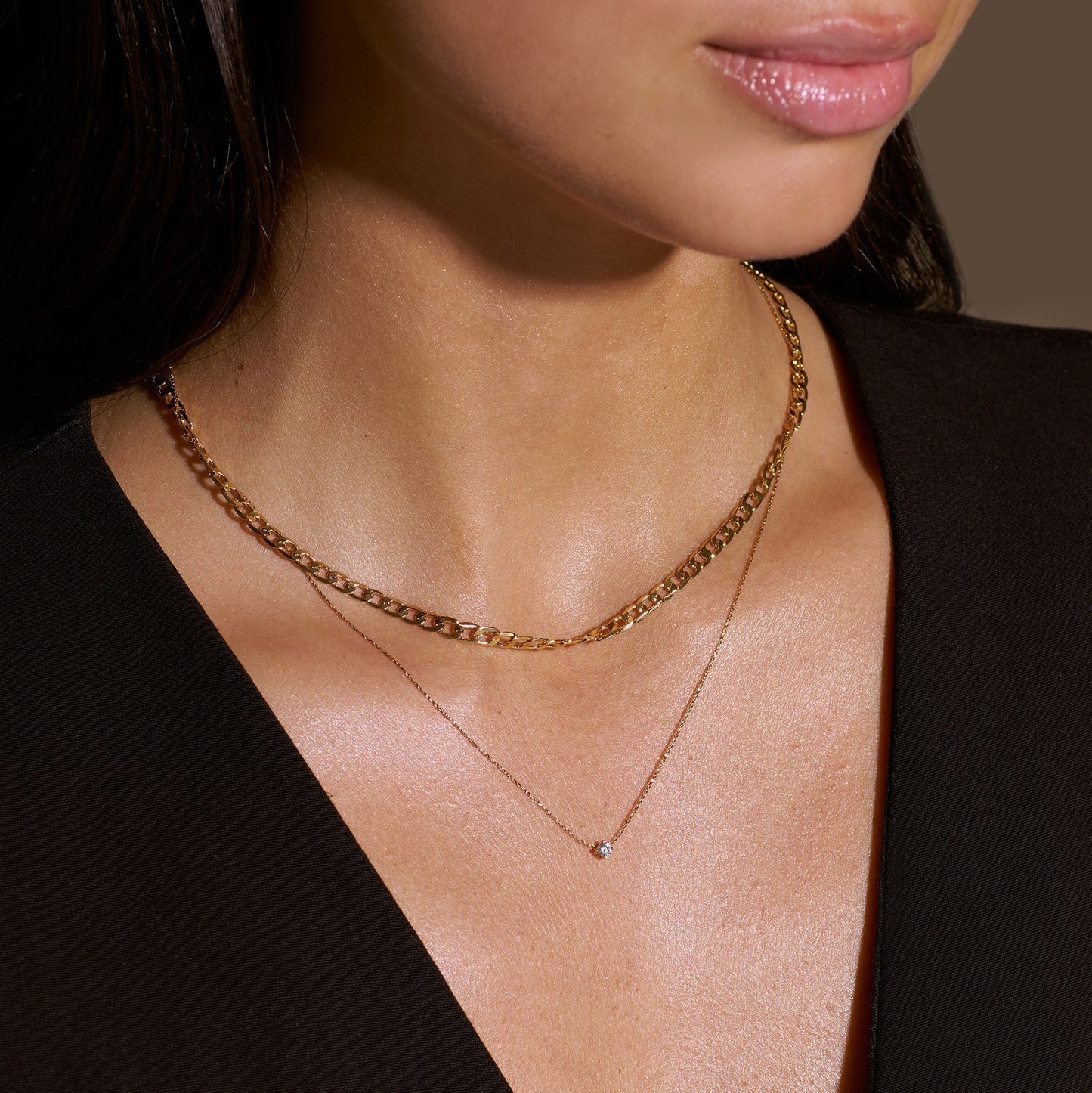 Collier Chaîne Curb avec Maillons Plats | Or