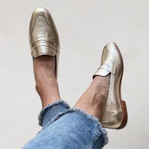Danielle | Mocassins patchwork à bout rond et petit talon