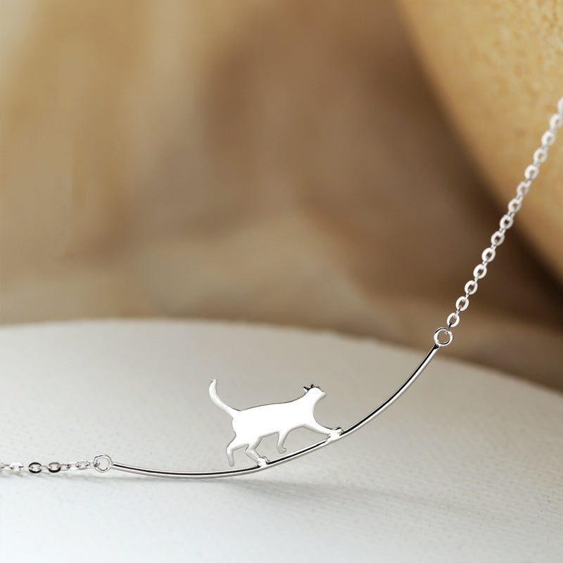 Collier Chat Grimpant en Argent