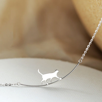Collier Chat Grimpant en Argent