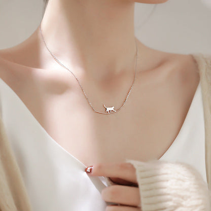 Collier Chat Grimpant en Argent