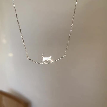 Collier Chat Grimpant en Argent