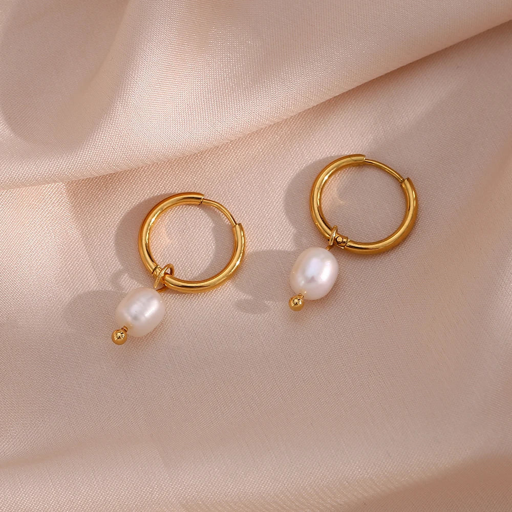 ELISE™ | Boucles d’Oreilles Anneaux avec Perle