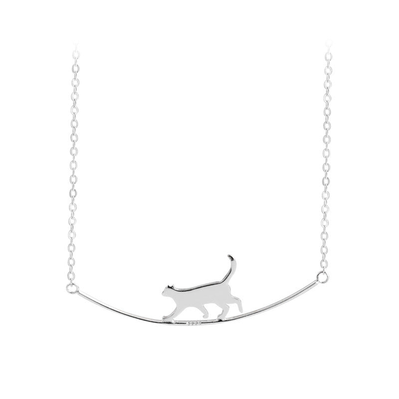 Collier Chat Grimpant en Argent