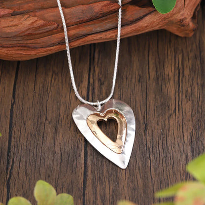 Collier Pendentif Coeur Vintage Argent et Or