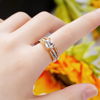 Bague vintage en cristal – Or, Argent, Or rose