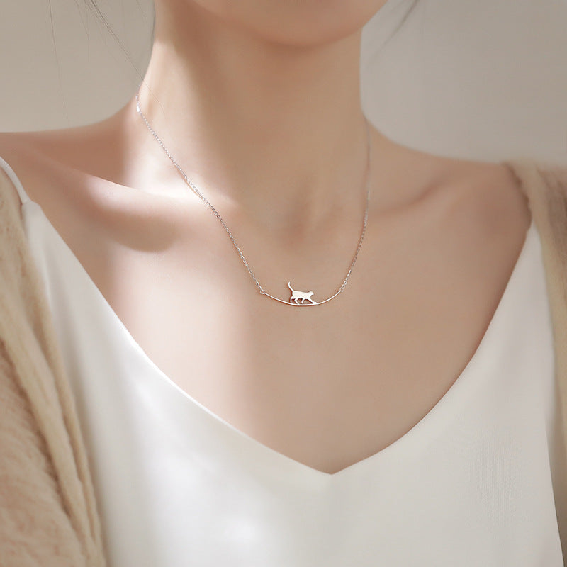 Collier Chat Grimpant en Argent