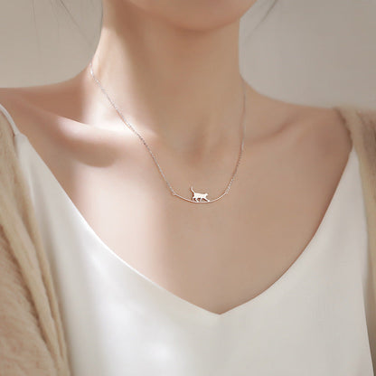 Collier Chat Grimpant en Argent
