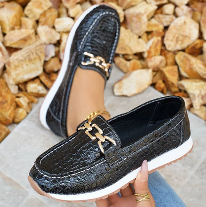 Emi Mocassins Confort Croco Noir