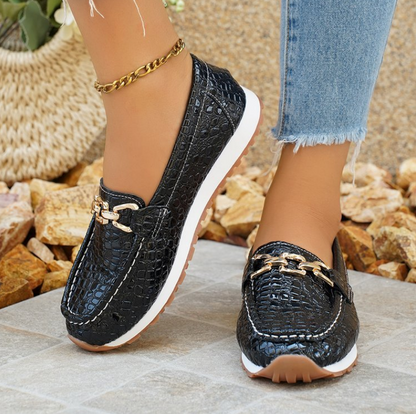 Emi Mocassins Confort Croco Noir