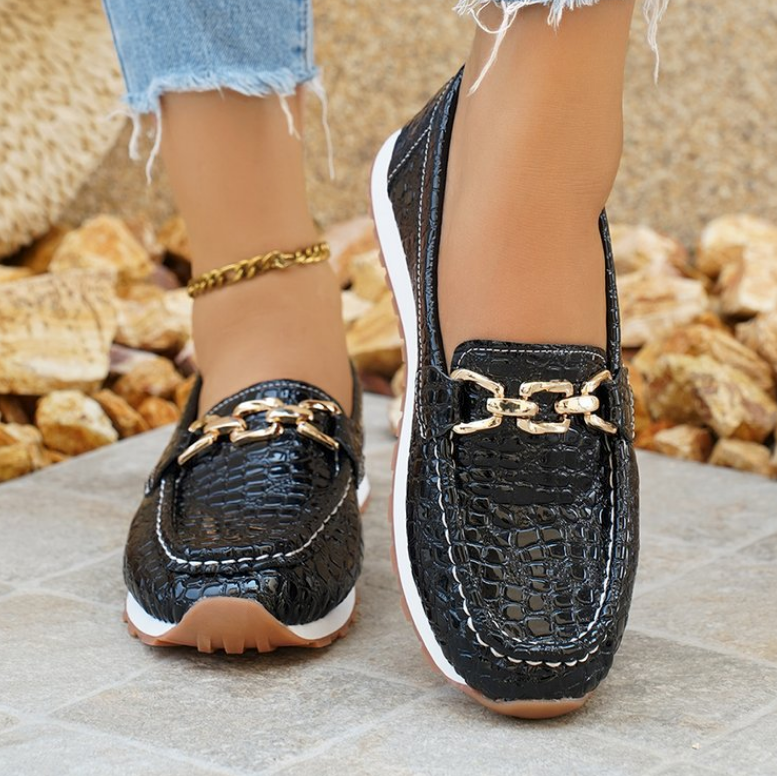 Emi Mocassins Confort Croco Noir