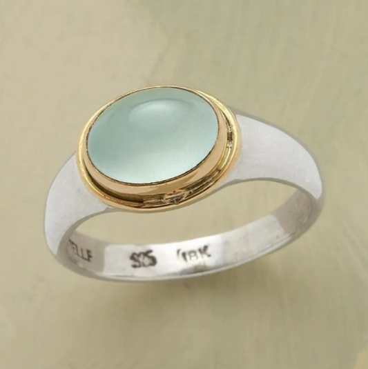 Bague en Diamant Vert Argenté