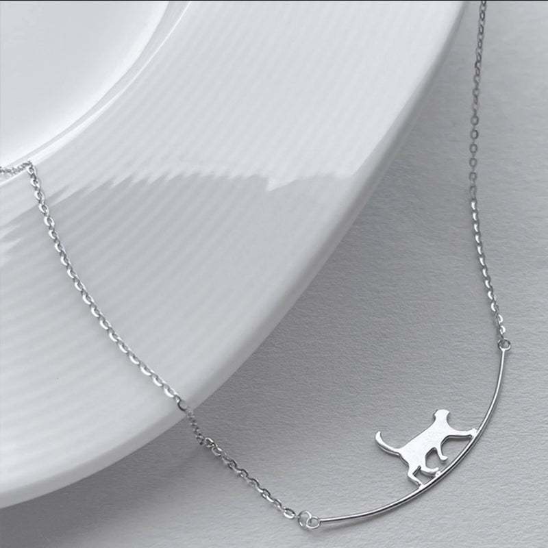 Collier Chat Grimpant en Argent