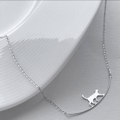 Collier Chat Grimpant en Argent