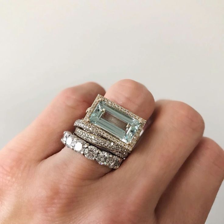 Ensemble de Bagues en Verre Turquoise Argent Vintage (3 Bagues)