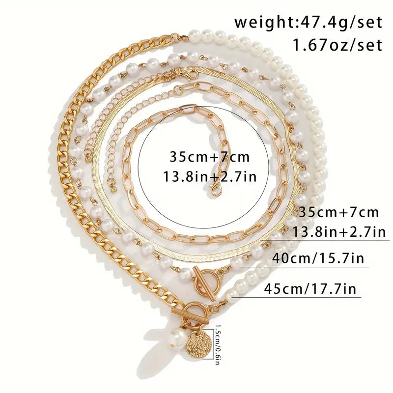 Set de Collier Chaîne Serpent avec Perles Vintage | Or