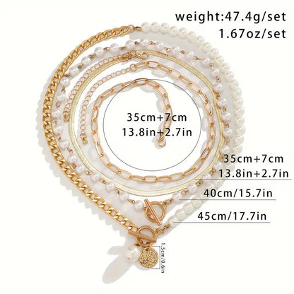 Set de Collier Chaîne Serpent avec Perles Vintage | Or