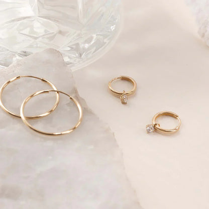 Boucles d'oreilles cercle avec Pierre Larmes de Lune | Or