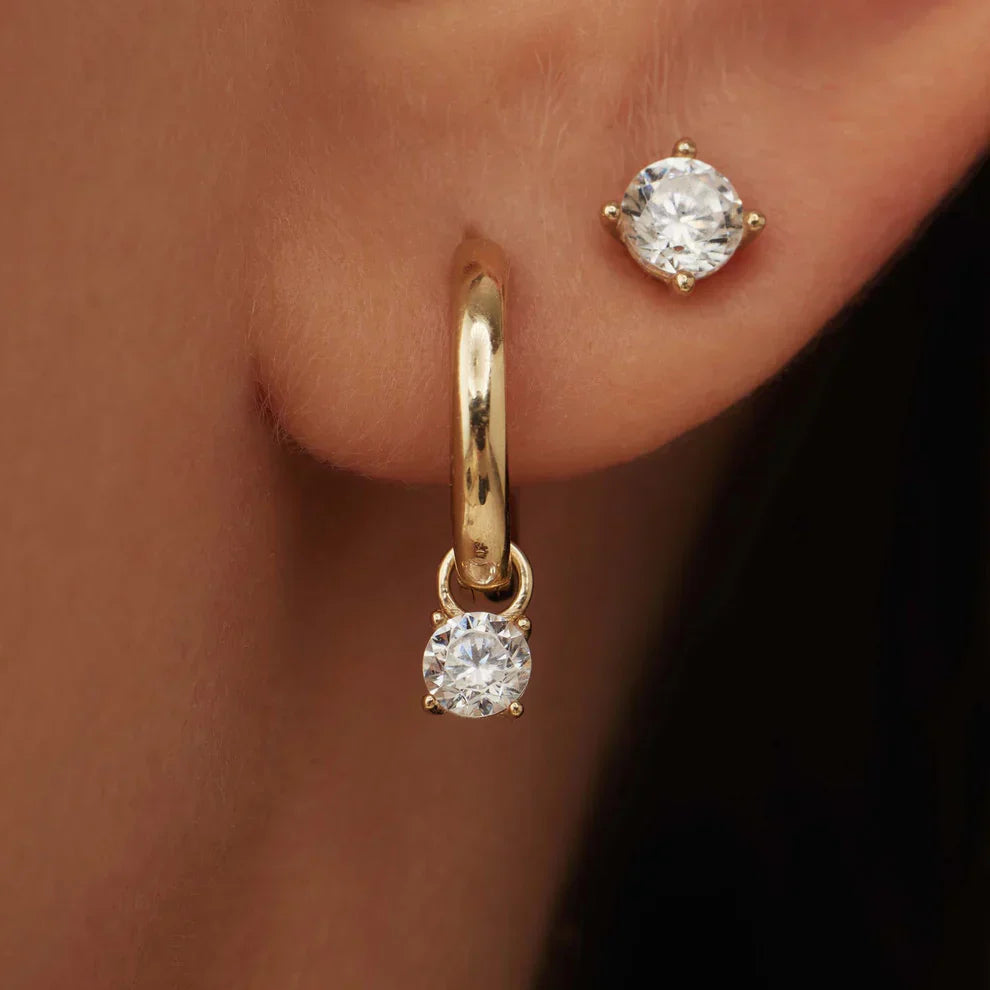 Boucles d'oreilles cercle avec Pierre Larmes de Lune | Or