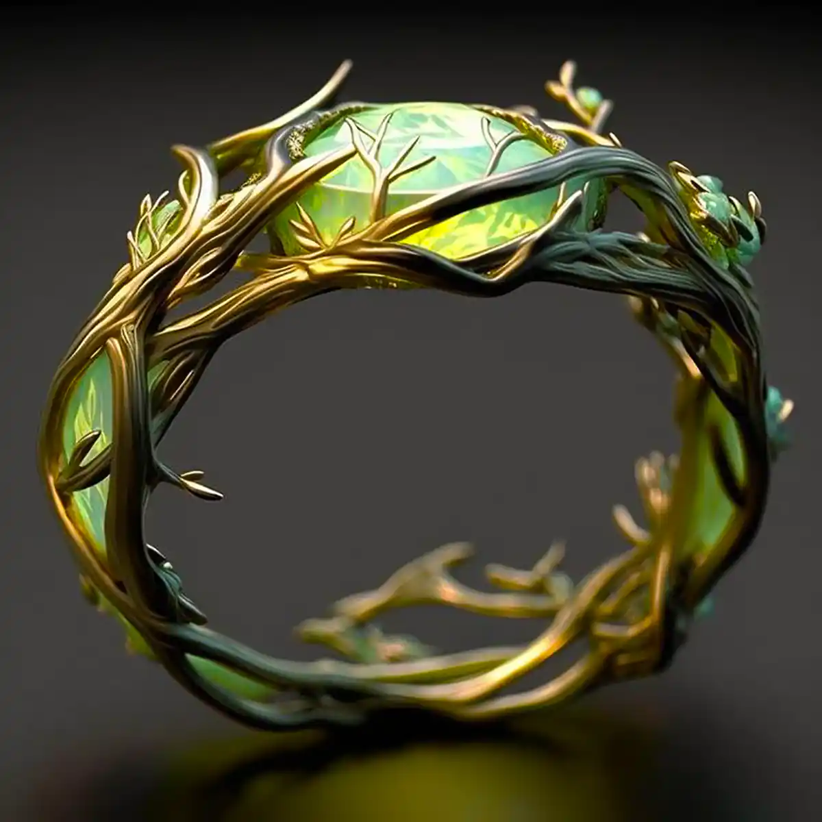 Bague Naturelle en Opale Verte
